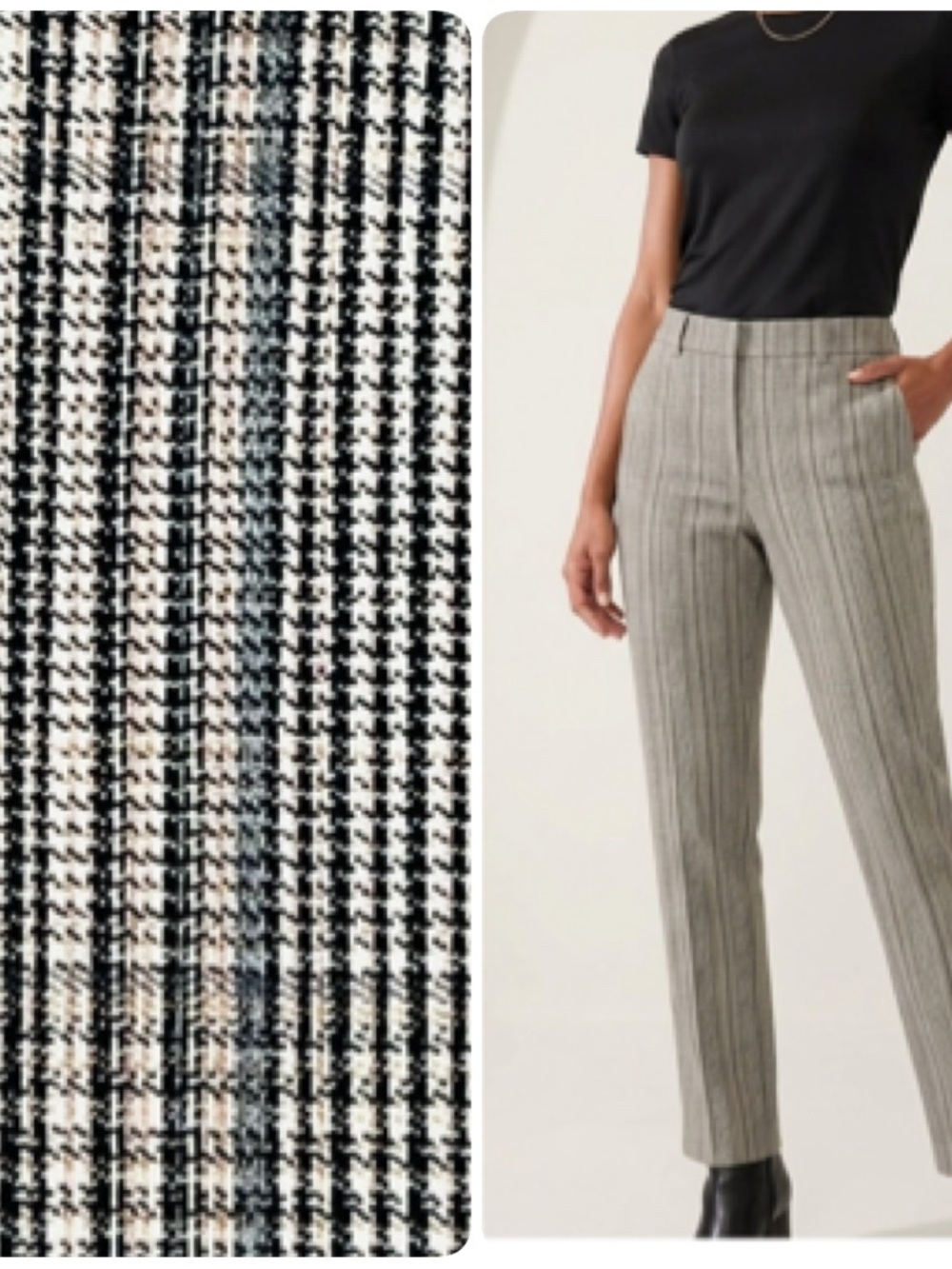 Rafaella  Tailored Gray Plaid Gray and Blue Plaid Straight-Leg Pants
